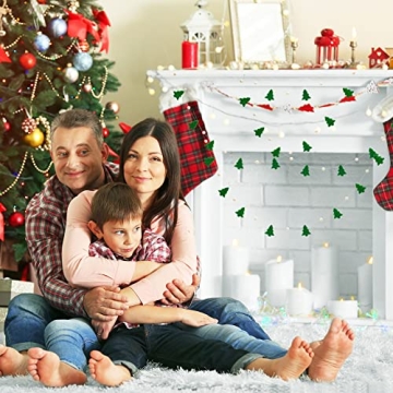 Glaciart One Christmas Tree Felt Ball Garland - Pompom Holiday Decoration Hand-Made from Natural Wool - Cute Hanging Decor for Christmas Tree, Mantel, Kids Bedroom, Living Room, Nursery - 22 Inch Long