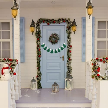 Glaciart One Christmas Tree Felt Ball Garland - Pompom Holiday Decoration Hand-Made from Natural Wool - Cute Hanging Decor for Christmas Tree, Mantel, Kids Bedroom, Living Room, Nursery - 22 Inch Long