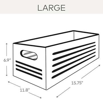 Large Wooden Crate for Storage - Decorative Wood Storage Boxes for Home Books Clothes Toys, This wood crate box / Basket / Bin Organizer is Lined with Machine Washable Soft Linen Fabric - White, Large