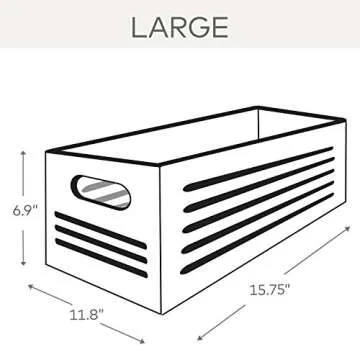 Large Wooden Crate for Storage - Decorative Wood Storage Boxes for Home Books Clothes Toys, This wood crate box / Basket / Bin Organizer is Lined with Machine Washable Soft Linen Fabric - White, Large