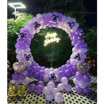 White Purple Confetti Latex Balloons, 50pcs 12 inch Helium Party Balloon with 33 Ft Purple Ribbon for Birthday, Girls Baby Shower, Wedding, Anniversary and Festival Ceremony Princess Decoration