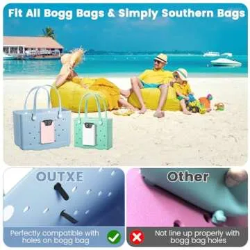 OUTXE 2 Pack Bogg Bag Cup Holder for Stanley, 2 Pack Bogg Bag Phone Holder Compatible with All Bogg Bags, Silicone Cell Phone Holder Accessories for Bogg Bag