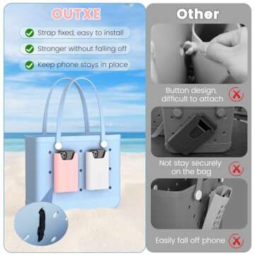 OUTXE 2 Pack Bogg Bag Cup Holder for Stanley, 2 Pack Bogg Bag Phone Holder Compatible with All Bogg Bags, Silicone Cell Phone Holder Accessories for Bogg Bag