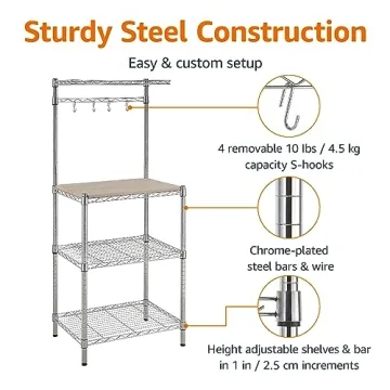 Amazon Basics Kitchen Storage Baker's Rack - Stylish & Sturdy