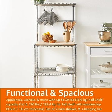 Amazon Basics Kitchen Storage Baker's Rack - Stylish & Sturdy