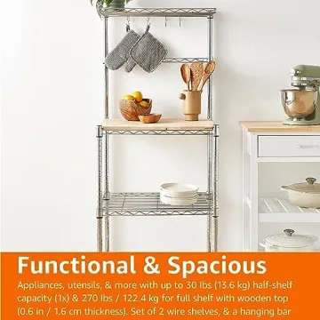 Amazon Basics Kitchen Storage Baker's Rack - Stylish & Sturdy