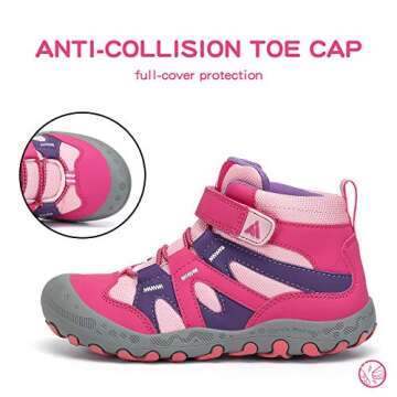 Mishansha Boys Girls Shoes Outdoor Hiking Waterproof Breathable Little Kids Ankle Sneaker Boots with Anti-Slip Rubber Sole Pink 9.5 Toddler