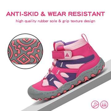 Mishansha Boys Girls Shoes Outdoor Hiking Waterproof Breathable Little Kids Ankle Sneaker Boots with Anti-Slip Rubber Sole Pink 9.5 Toddler