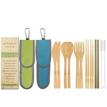 UPTRUST Eco-Friendly Bamboo Cutlery Set - Sustainable Travel Utensils