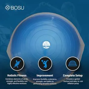 Bosu Pro Balance Board Strength Trainer Ball, Equipment for Home Gym, 26 Inch, Blue
