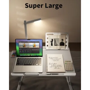 SAIJI Laptop Bed Tray Desk with LED Light - Adjustable & Extra-Large