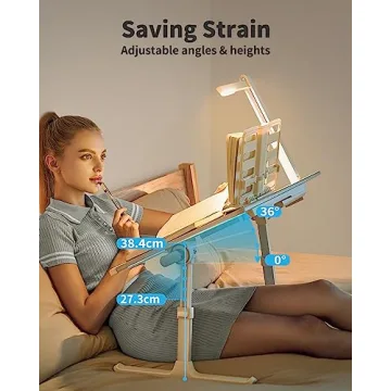 SAIJI Laptop Bed Tray Desk with LED Light - Adjustable & Extra-Large