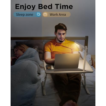 SAIJI Laptop Bed Tray Desk with LED Light - Adjustable & Extra-Large