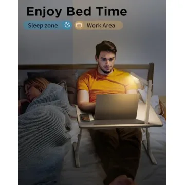 SAIJI Laptop Bed Tray Desk with LED Light - Adjustable & Extra-Large