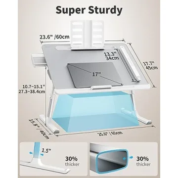 SAIJI Laptop Bed Tray Desk with LED Light - Adjustable & Extra-Large