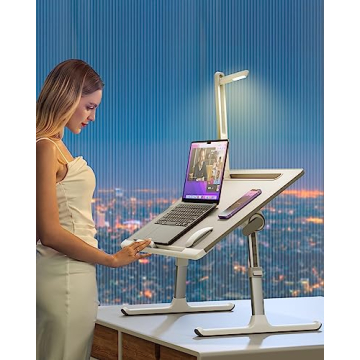 SAIJI Laptop Bed Tray Desk with LED Light - Adjustable & Extra-Large