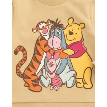 Disney Winnie the Pooh Eeyore Tigger Piglet Toddler Boys Fleece Sweatshirt and Jogger Pants Outfit Mocha Brown 5T