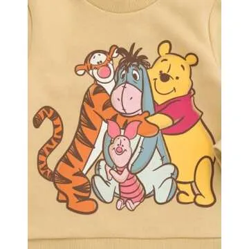 Disney Winnie the Pooh Eeyore Tigger Piglet Toddler Boys Fleece Sweatshirt and Jogger Pants Outfit Mocha Brown 5T