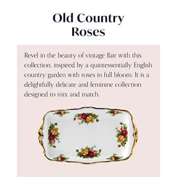 Royal Albert Old Country Roses Sandwich Tray with Gold Accents