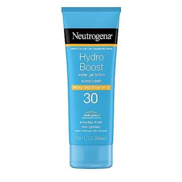 Neutrogena Hydro Boost Water Gel Sunscreen Lotion with Broad Spectrum SPF 30, Water-Resistant Hydrating Body Sunscreen, Non-Greasy & Moisturizing, Hyaluronic Acid, Travel Size, 3 fl. Oz
