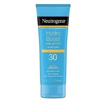 Neutrogena Hydro Boost Water Gel Sunscreen Lotion with Broad Spectrum SPF 30, Water-Resistant Hydrating Body Sunscreen, Non-Greasy & Moisturizing, Hyaluronic Acid, Travel Size, 3 fl. Oz