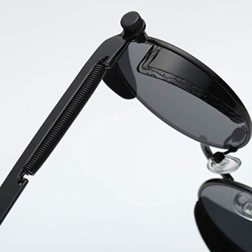 Dollger Retro Steampunk Sunglasses for Men Vintage Goth Black Round Metal Frame Sunglasses