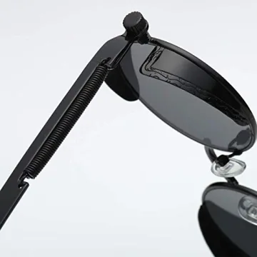 Dollger Retro Steampunk Sunglasses for Men Vintage Goth Black Round Metal Frame Sunglasses