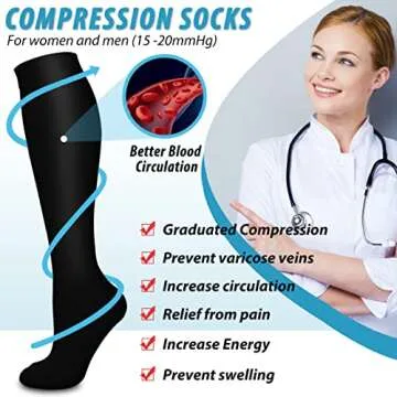 BLUEENJOY Copper Compression Socks for Women & Men (6 pairs) - Best Support for Nurses, Running, Hiking, Recovery