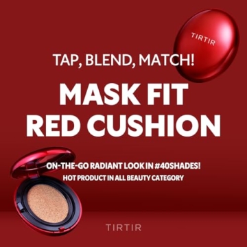 TIRTIR Mask Fit Red Cushion Foundation | Full coverage, Weighless, Skin fit, Satin Glow Finish, Korean cushion foundation (#24W Soft Beige, 0.63 Fl Oz (Pack of 1))