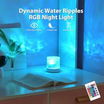 Ocean Wave Ceiling Projector,16 Colors Ocean Wave Light Projector, Water Ripple Ambient Night Light ...
