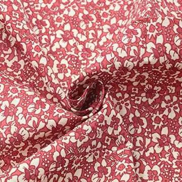 7Pieces 19.5" x 19.5" 100% Cotton Fabric Fat Quarters Fabric Bundles, Pre-Cut Floral Print Quilting Squares for DIY Sewing Scrapbooking Crafting Artcraft (Rose)