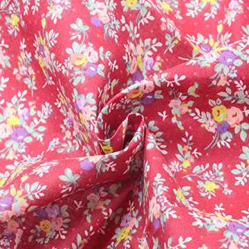 7Pieces 19.5" x 19.5" 100% Cotton Fabric Fat Quarters Fabric Bundles, Pre-Cut Floral Print Quilting Squares for DIY Sewing Scrapbooking Crafting Artcraft (Rose)