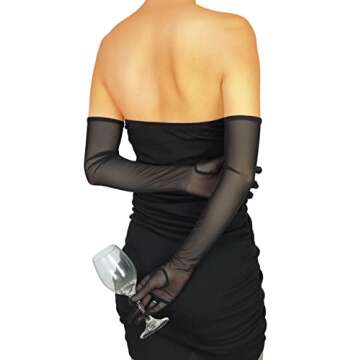 XXDingbs Women's Sexy Sheer Gloves Mesh Tulle Super Long Gloves Opera Christmas Costume Party Dance Bridal Gloves Black