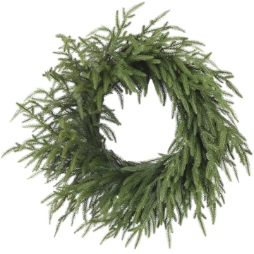 24 Inch Real Touch Christmas Wreath, Natural Droopy,Soft Bendable Winter Wreaths for Front Door, Chr...