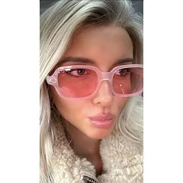 Trendy DUPER Square Oversized Pink Retro Sunglasses