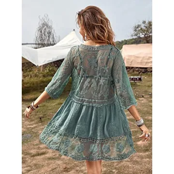 V-Neck Lace Bathing Suit Cover Up for Women