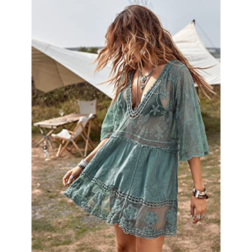 V-Neck Lace Bathing Suit Cover Up for Women
