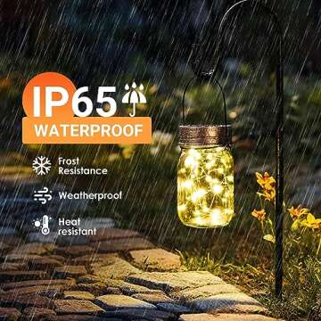 Solpex 6 Pack Mason Jar Solar Lights, Solar Lanterns Outdoor Waterproof, Jars & Hangers Included, 30 LEDs Hanging Lights Solar Fairy Lantern Patio, Backyard, Outdoor, Garden Decor- Warm White
