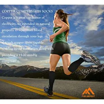 FuelMeFoot 3 Pack Copper Compression Socks - Compression Socks Women & Men Circulation - Best for Medical,Running,Athletic