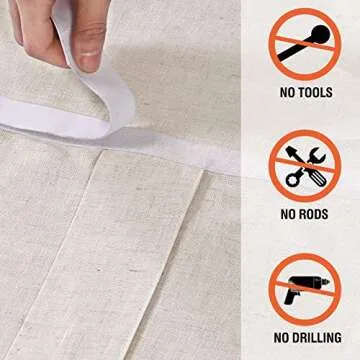 H.VERSAILTEX Natural Linen Blended Door Curtain - Semi Sheer French Door Curtain Light Filtering Tricia Window Door Curtain for Patio Door Tie Up Shade, 26 x 68 Inch, 2 Panel, Natural