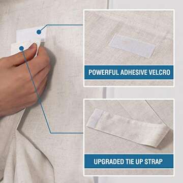 H.VERSAILTEX Natural Linen Blended Door Curtain - Semi Sheer French Door Curtain Light Filtering Tricia Window Door Curtain for Patio Door Tie Up Shade, 26 x 68 Inch, 2 Panel, Natural