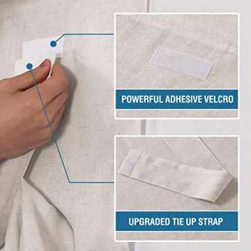 H.VERSAILTEX Natural Linen Blended Door Curtain - Semi Sheer French Door Curtain Light Filtering Tricia Window Door Curtain for Patio Door Tie Up Shade, 26 x 68 Inch, 2 Panel, Natural