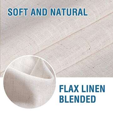 H.VERSAILTEX Natural Linen Blended Door Curtain - Semi Sheer French Door Curtain Light Filtering Tricia Window Door Curtain for Patio Door Tie Up Shade, 26 x 68 Inch, 2 Panel, Natural