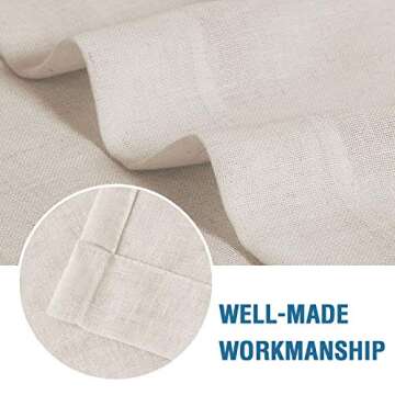 H.VERSAILTEX Natural Linen Blended Door Curtain - Semi Sheer French Door Curtain Light Filtering Tricia Window Door Curtain for Patio Door Tie Up Shade, 26 x 68 Inch, 2 Panel, Natural