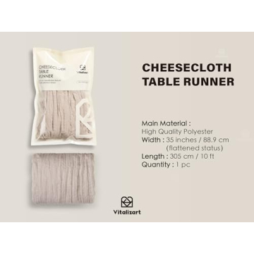 Vitalizart 10ft Cheesecloth Table Runner for Events