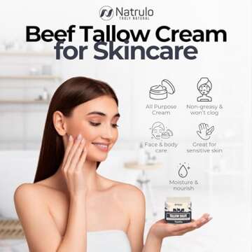 Beef Tallow Salve – All Natural Grass Fed Beef Tallow & Honey All Purpose Balm – Moisturizing Bo...