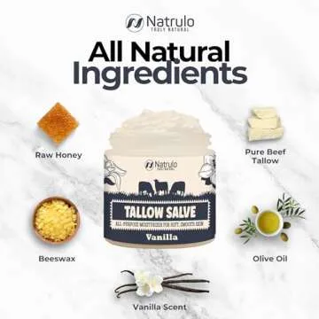 Beef Tallow Salve – All Natural Grass Fed Beef Tallow & Honey All Purpose Balm – Moisturizing Body Salve Great for Eczema, Cracked, Dry, Itchy, Irritated Skin – Skin Repair Skincare Made in USA