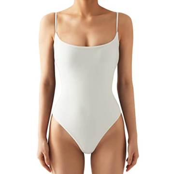 SUUKSESS Sexy Square Neck Thong Bodysuit for Women
