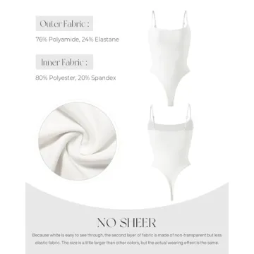 SUUKSESS Sexy Square Neck Thong Bodysuit for Women