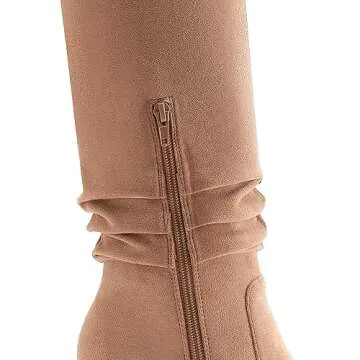 Stylish Athlefit Women's Knee High Chunky Heel Boots